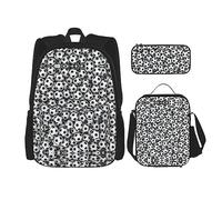 KoNsev Set di 3 zaini con stampa, da viaggio, escursionismo, leggero, per laptop, matite, borsa termica per il pranzo, per donne, stampa zampa, Mucchio di Palloni, Taglia unica
