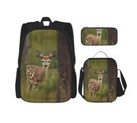KoNsev Whitetail Cervo Cervo nel deserto 3 pz Zaini 40,6 cm Scuola Prescolare Bookbag e Lunch Box per bambini elementari, Nero , Taglia unica, Set di zaini per la scuola