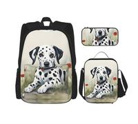 KoNsev Zaini Dalmatian da 40,6 cm per scuola prescolare e portapranzo per bambini elementari, 3 pezzi, Nero , Taglia unica, Set di zaini per la scuola