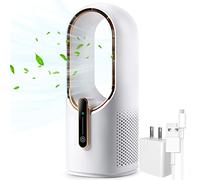 KONSIDEN Ventilatore da scrivania senza pale, da 11,8 pollici, piccolo, silenzioso, regolazione a 3 velocità, controllo touch, facile da pulire, ventilatore da scrivania piccolo silenzioso, ideale per