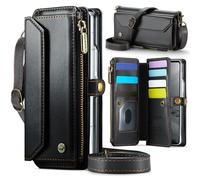 Konstreet Custodia a portafoglio per Samsung Galaxy Z Fold 7 in pelle resistente con porta carte di credito Flip Flap cinturino da polso chiusura con cerniera e blocco RFID custodia per Galaxy Z Fold