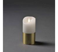 Konstsmide 1821-600 - Candela a batteria, luce vivente 3D, fiamma tremolante a batteria, vera cera, timer 4 o 8 ore, dettagli in ottone, 20,5 x 7,5 cm, colore: Bianco caldo
