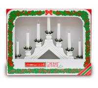 Konstsmide 2263-210 Candelabro di legno, 7 lampadine trasparenti, da interni, 230 V, Colore Bianco laccato