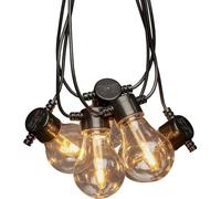 Konstsmide 2391-800 - Catena da giardino a LED con dimmer trasparente, 10 lampadine trasparenti/20 diodi ambrati, 24 trasformatore esterno, cavo nero