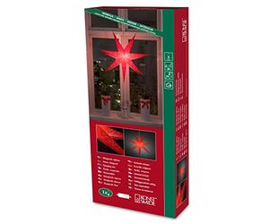 Konstsmide 2982-550 - Lampada a stella di carta rossa, con cavo e interruttore, lampadina non inclusa, E14-230 V