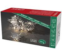 Konstsmide 3146-303 - Catena decorativa a LED, con fiocchi di neve in metallo, 10 diodi bianchi caldi, funzionamento a batteria, interno, cavo trasparente, 3 x AA 1,5 V (non inclusi)