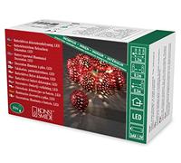Konstsmide 3157-553 - Ghirlanda luminosa a LED con sfere di metallo, 10 diodi bianchi caldi, 3 batterie AA da 1,5 V, cavo trasparente, colore rosso