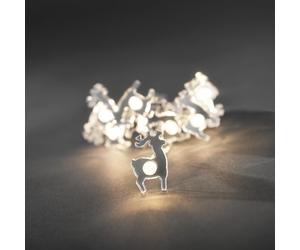 Konstsmide 3184-103 / Catena di luci decorative LED 10 renne trasparenti specchiati / 10 diodi bianco caldi/a batteria sino a 120h / cavo trasparente