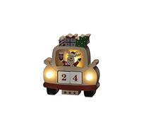 Konstsmide 3273-100 - Silhouette"Renna in auto" con dadi, timer 6H, 3 diodi bianchi caldi, funzionamento a batteria, interno, 2 batterie AAA da 1,5 V (non incluse)