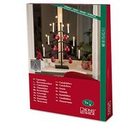 Konstsmide 3560 - 710 - candeliere in metallo nero laccato/con 6 pepe torta personaggi e palline di Natale/7 lampadine trasparenti/230 V trasformatore interno/cavo nero