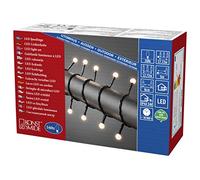 Konstsmide 3695-107 - Catena luminosa a LED con piccoli diodi rotondi, per esterni (IP44), certificato VDE, trasformatore esterno 24 V, 160 diodi bianchi caldi, cavo nero, bianco caldo