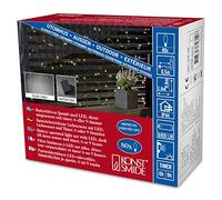 Konstsmide 3727-100 - Catena luminosa LED con interruttore on/off e sensore luminoso, timer per 6 e 9 ore, adatta a esterni (IP44), 80 diodi a luce bianca calda, funzionamento a batteria, con cavo bianco, 2 pile da 1,5 V escluse