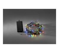 Konstsmide 3729-500 - Catena luminosa LED con interruttore on/off e sensore luminoso, timer per 6 e 9 ore, adatta a esterni (IP44), 120 diodi a luce bianca calda, funzionamento a batteria, con cavo trasparente, scatola bianca, 4 pile da 1,5 V escluse
