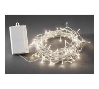Konstsmide 3733-103 - Catena luminosa LED con interruttore on/off e sensore luminoso, timer per 6 ore, adatta a esterni (IP44), 240 diodi a luce bianca calda, funzionamento a batteria, con cavo trasparente, 4 pile D da 1,5 V escluse