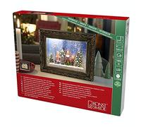 Konstsmide, 4357-000, cornice a LED "Babbo Natale", riempita di acqua, timer 5 ore, 2 diodi a luce bianca calda, funzionamento a batteria, interno, laser