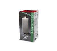 Konstsmide Candela a LED in vera cera, bianca, con fiamma 3D e cristalli, con timer 4 ore e 8 ore, 1 diodo bianco caldo tremolante, funzionamento a batteria, interno, 2 x C 1,5 V (escluso) - 1839-100