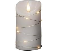 Konstsmide Candele a batteria 3D Living Light a batteria tremolante fiamma in movimento candela vera cera 4 o 8 ore funzione timer 21,5 x 10 cm bianco caldo
