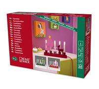 Konstsmide, Candeliere in legno a 5 luci, laccato di rosso