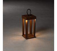 Konstsmide Lanterna LED Cannes, colore ruggine, per interni ed esterni, alluminio, 2 colori di luce, 3 modalità di luce, durata della batteria fino a 20 ore, 7819-970, 15 cm (L)/15 cm (L)/42 cm (H)