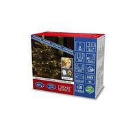 Konstsmide Catena di luci a LED a Goccia, con Timer da 6 Ore e Multifunzione, 80 diodi Color Ambra, Funzionamento a Batteria, Esterno (IP44), Cavo Trasparente, 4 x AA 1,5 V (Non Incluse)