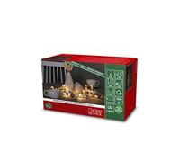 Konstsmide Catena luminosa a LED con perline colorate, timer 6 ore, 20 diodi a luce bianca calda, funzionamento a batteria, interno con cavo trasparente - 3291-503