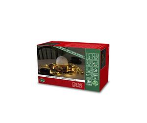 Konstsmide Catena luminosa a LED con perline in ottone, timer 6 ore, 20 diodi a luce bianca calda, funzionamento a batteria, per interni, cavo trasparente - 3290-803