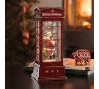 Konstsmide, decorazione natalizia a LED con Babbo Natale in una cabina telefonica, lanterna riempita ad acqua, con ricircolo dell’acqua, per uso interno (IP20), con timer di 5 ore, a batterie: 3 x C 1,5V (non incluse). Lanterna Natalizia con 1 diodo bianco caldo, 4363-550