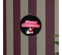Konstsmide Sfera olografica 3D Merry Christmas, timer 2H, da appoggiare o appendere, 64 diodi, interno (USB)