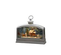 Konstsmide Decorazione natalizia a LED, palla di neve, renna di Babbo Natale e scena del villaggio, riempita d'acqua, con timer di 5 ore, funzionamento a batteria e USB, per interni, 3 x C 1,5 V (non