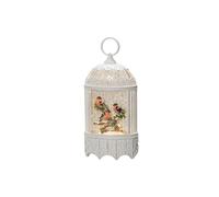 Konstsmide Decorazioni LED Snow Globe Gabbia per uccelli/interno, timer 5 ore/funzionamento a batteria 3xAA 1.5V (escl.) o cavo USB (Inc) /Lanterna natalizia 1 diodi bianco caldo, Bullfinchs on Branch