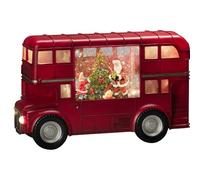 KONSTSMIDE Decorazioni natalizie LED Snow Globe London Bus Babbo Natale e bambini/interni, 5 ore timer/funzionamento a batteria: 3xAA 1,5V (escl.) Lanterna natalizia 5 diodi bianchi caldi