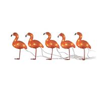 Konstsmide Decorazioni per feste esterne/luci esterne a LED in acrilico Five Baby Standing Flamingos/illuminazione esterna (IP44) / 40 LED bianchi ambrati/cavo trasparente