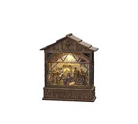 Konstsmide Globo di neve a LED per presepe, riempito con acqua, decorazioni natalizie per interni, a batteria, timer, funzionamento a batteria: 3 x C 1,5 V (escl.) o USB (incluso), marrone