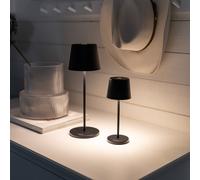Konstsmide Lampada da tavolo LED ricaricabile Vence, altezza 22 cm, nera, IP54, USB Konstsmide