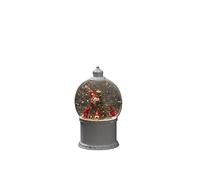 Konstsmide Lanterna a LED con palla di neve, scena natalizia rotante, bianca, riempita con acqua, timer da 5 ore, 1 diodo caldo, funzionamento a batteria e USB, per interni, 3 x AA 1,5 V (esclusi)