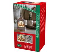 Konstsmide Lanterna LED ad Acqua Bianca per Mercatino di Natale - Interruttore On/Off, Timer 5 Ore, Diodo Bianco Caldo - Funzionamento a Batteria (3 AA) e USB - Interno, 0,1 W