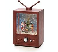 Konstsmide Lanterna LED Snow Globe TV "Babbo Natale e bambino"/Lanterna di Natale bianco caldo diodo/trasformatore o batteria 3xAA 1,5 V (escl.)/Opzionale otto canzoni Funzione musicale/Acqua riempita