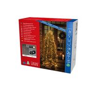 Konstsmide Micro LED Compactlights - Guaina con anello, 6 fili da 180 diodi, timer 8 ore, 1080 diodi color ambra, trasformatore esterno da 30 V (IP44), 9 W, cavo nero