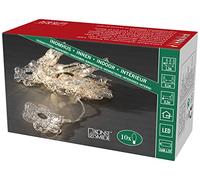 Konstsmide Set di luci natalizie a batteria a LED, colore argento, per interni, IP20, 10 luci LED bianche calde, 3 batterie AA (escluse)