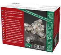 Konstsmide Set di luci natalizie a LED a batteria, set di luci decorative in metallo color argento, per interni (IP20), 10 luci a LED bianco caldo, 3 batterie AA (escl.)