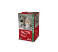 Konstsmide Sfera di neve LED Lanterna rotante Scena natalizia bianca riempita d'acqua Timer 5 ore 1 diodo caldo Funziona a batterie USB Interno 3 x AA 1,5 V (non incluse)