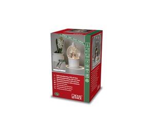 Konstsmide Sfera di neve LED Lanterna rotante Scena natalizia bianca riempita d'acqua Timer 5 ore 1 diodo caldo Funziona a batterie USB Interno 3 x AA 1,5 V (non incluse)