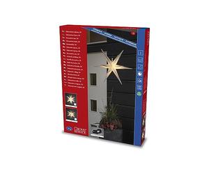 Konstsmide Stella in plastica 3D Bianca, Collegamento e dimmer, 1 diodo Caldo, 12 V, Esterno (IP44), 3,6 W, Cavo Nero