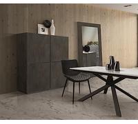 KONTE.DESIGN Credenza FAVIGNANA in legno, finitura in acciaio ossidato, piano effetto marmo statuario, 136x50 cm