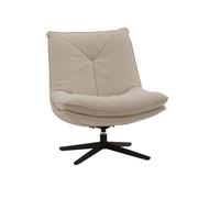 KONTE.DESIGN Poltrona girevole BRIKELL in tessuto beige e base in metallo nero