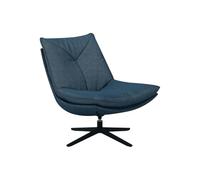 KONTE.DESIGN Poltrona girevole BRIKELL in tessuto blu e base in metallo nero