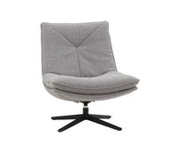 KONTE.DESIGN Poltrona girevole BRIKELL in tessuto grigio e base in metallo nero