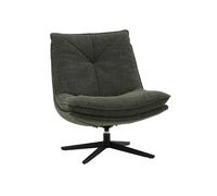 KONTE.DESIGN Poltrona girevole BRIKELL in tessuto verde scuro e base in metallo nero