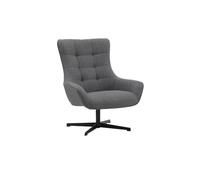 KONTE.DESIGN Poltrona girevole CARTAGENA in tessuto grigio e base in metallo nero