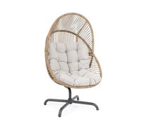 KONTE.DESIGN Poltrona girevole da giardino TARIFA con intreccio in fibra sintetica, base antracite e cuscino